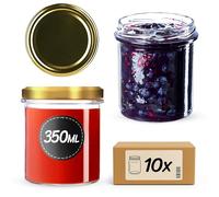 KADAX - Set di 10 vasetti da 350 ml con coperchio a vite, diametro 82 mm, vasetti per conserve, confetture, miele, vasetti per marmellate con coperchio, barattoli ermetici da regalare, vasetti con