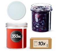 KADAX - Set di 10 vasetti da 350 ml con coperchio a vite, diametro 82 mm, vasetti per conserve, confetture, miele, vasetti per marmellate con coperchio, barattoli ermetici da regalare, vasetti con
