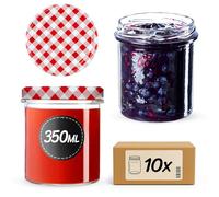 KADAX - Set di 10 vasetti da 350 ml con coperchio a vite, diametro 82 mm, vasetti per conserve, confetture, miele, vasetti per marmellata con coperchio, barattoli ermetici da regalare, vasetti con