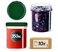 KADAX - Set di 10 vasetti da 350 ml con coperchio a vite, diametro 82 mm, vasetti per conserve, confetture, miele, vasetti per marmellata con coperchio, vasetti ermetici da regalare, barattoli con