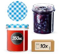 KADAX - Set di 10 vasetti da 350 ml con coperchio avvitabile fi82 mm, barattoli per conserve per funghi, confetture, miele, vasetti per marmellata con coperchio, vasetti ermetici da regalare