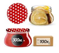 KADAX Set di 100 barattoli per marmellata da 300 ml, TO82, con coperchio a vite, ermetici, per miele e marmellate