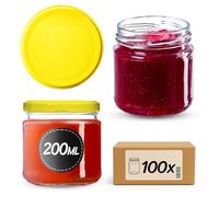 KADAX Set di 100 vasetti da 200 ml con coperchio a vite Ø 66 mm- vasetti per dessert a parete spessa, ermetici, lavabili in lavastoviglie, ideali per marmellate e conserve