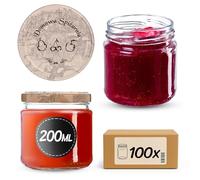 KADAX Set di 100 vasetti da 200 ml con coperchio a vite Ø 66 mm- vasetti per dessert a parete spessa, ermetici, lavabili in lavastoviglie, ideali per marmellate e conserve