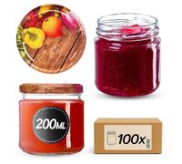 KADAX Set di 100 vasetti da 200 ml con coperchio a vite Ø 66 mm- vasetti per dessert a parete spessa, ermetici, lavabili in lavastoviglie, ideali per marmellate e conserve