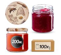 KADAX Set di 100 vasetti da 200 ml con coperchio a vite Ø 66 mm- vasetti per dessert a parete spessa, ermetici, lavabili in lavastoviglie, ideali per marmellate e conserve