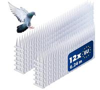 KADAX Set di 12 Bird Defense, Dissuasori per Piccioni in Plastica, Dissuasore per Uccelli da Balcone, Scaccia Piccioni, Spuntoni per Corvi (12, Bianco)