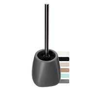 KADAX Set di 12 Scopino per WC, Spazzolone con Manico Lungo in Acciaio e Supporto in Ceramica, Spazzola Moderna per Toilette, Accessori per Bagno (Grigio)