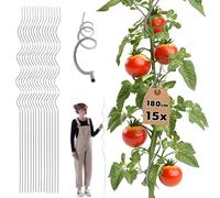 KADAX Set di 15 bastoncini a spirale per pomodori, 180 cm x 6 mm, in alluminio, supporto per rampicanti per pomodori, spirale per pomodori, aste per piante