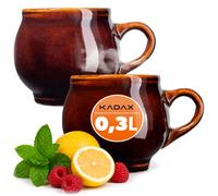 KADAX Set di 2 bicchieri di argilla, 300 ml, in ceramica con manico, per vin brulé, met e tè, in ceramica, fatti a mano, tazza di Natale, tazza di vin brulé in argilla