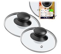 KADAX Set di 2 coperchi in vetro, diametro 18 cm, resistenti al calore, con manico, coperchio universale per pentole e padelle, cottura a vista e paraspruzzi