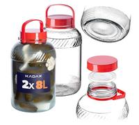 KADAX Set di 2 - Vasetto per cetrioli con Coperchio, Barattolo per Conserve, conservazione ermetica, Vaso di Vetro, Vaso Universale, Barattolo per cetrioli, conservazione, Contenitore per alime