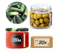 KADAX - Set di 20 vasetti con coperchio a vite, vasetti per marmellata da 330 ml, vasetti per conserve per marmellate, confetture, miele, vasetti con chiusura a vite (per sottaceti)