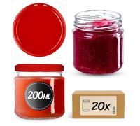KADAX Set di 20 vasetti da 200 ml con coperchio a vite Ø 66 mm - vasetti per dessert a parete spessa, ermetici, lavabili in lavastoviglie, ideali per marmellate e conserve