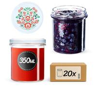 KADAX - Set di 20 vasetti da 350 ml con coperchio a vite, diametro 82 mm, vasetti per conserve, marmellate, miele, vasetti per confetture con coperchio, barattoli ermetici da regalare, vasetti con