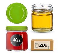 KADAX Set di 20 Weckbräser 40 ml, Barattolo di Mini Muratore, Bicchieri di spezie con Coperchio a Vite, Vetro Autunnale, Vetro di Prova, barattoli di marmellata, Mini barattoli da Miele, occhia