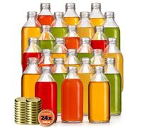 KADAX Set di 24 bottiglie in vetro 330ml con tappo a vite oro - bottiglie vuote da riempire per succhi, sciroppo, olio e liquore, conservazione alimentare