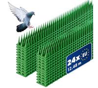 KADAX Set di 24 Dissuasori per Piccioni in Plastica, Dissuasore per Uccelli da Balcone, Scaccia Piccioni, Spuntoni per Corvi, Disabituante Anti Piccioni (24, Verde)