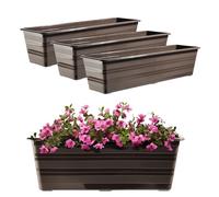 KADAX Set di 3 fioriere per balcone in plastica, resistenti alle intemperie, fioriere per ringhiere da 60 cm, colore: marrone