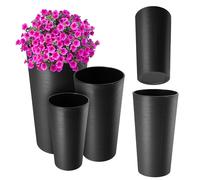 KADAX Set di 3 vasi da fiori con trucioli di legno, elegante vaso con inserto estraibile, protezione per vaso di fiori per ufficio, fioriera, vaso, ciotola da giardino (Grafite)
