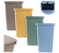 KADAX Set di 4 contenitori per rifiuti da 20L, contenitori per rifiuti in plastica con coperchio e maniglia, pattumiera per la separazione dei rifiuti, contenitori per rifiuti con coperchio a ribalta