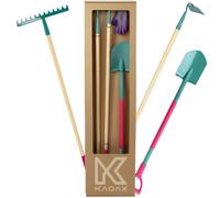 KADAX Set di 4 Set di Attrezzi da Giardinaggio, Include Vanga a Punta, Rastrello