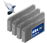 KADAX Set di 48 Dissuasori per Piccioni in Plastica, Dissuasore per Uccelli da Balcone, Scaccia Piccioni, Spuntoni per Corvi, Disabituante Anti Piccioni (48, Argento)