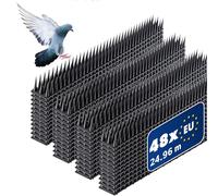 KADAX Set di 48 Dissuasori per Piccioni in Plastica, Dissuasore per Uccelli da Balcone, Scaccia Piccioni, Spuntoni per Corvi, Disabituante Anti Piccioni (48, Nero)
