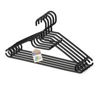 KADAX Set di 5 grucce appendiabiti in plastica, gancio girevole a 360°, spalle intagliate, barra per pantaloni, salvaspazio, antiscivolo, per camicie, pantaloni, gonne, giacche, colore nero