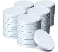 KADAX Set di 50 coperchi a vite, diametro 100 mm, con 6 denti a scatto, in metallo, adatti per barattoli da 2530 ml, 4130 ml, 5000 ml, colore: bianco