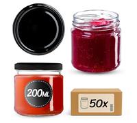 KADAX Barattoli con coperchio, fi66 mm, 200 ml, 50 pezzi, Nero