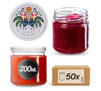 KADAX Set di 50 vasetti da 200 ml con coperchio a vite Ø 66 mm - barattoli per dessert a parete spessa, ermetici, lavabili in lavastoviglie, ideali per marmellate e conserve