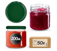 KADAX Set di 50 vasetti da 200 ml con coperchio a vite Ø 66 mm - barattoli per dessert a parete spessa, ermetici, lavabili in lavastoviglie, ideali per marmellate e conserve
