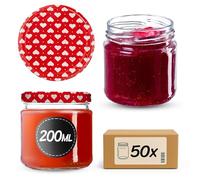 KADAX Set di 50 vasetti da 200 ml senza coperchio a vite Ø 66 mm - barattoli per dessert a parete spessa, ermetici, lavabili in lavastoviglie, ideali per marmellate e conserve