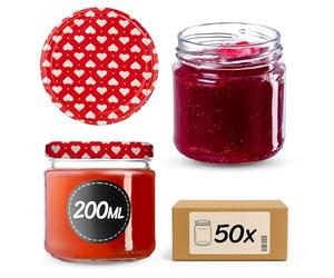 KADAX Set di 50 vasetti da 200 ml senza coperchio a vite Ø 66 mm - barattoli per dessert a parete spessa, ermetici, lavabili in lavastoviglie, ideali per marmellate e conserve
