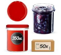 KADAX - Set di 50 vasetti da 350 ml con coperchio a vite, diametro 82 mm, vasetti per conserve, confetture, miele, vasetti per marmellate con coperchio, vasetti ermetici da regalare, barattoli con