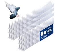 KADAX Set di 6 Bird Defense, Dissuasori per Piccioni in Plastica, Dissuasore per Uccelli da Balcone, Scaccia Piccioni, Spuntoni per Corvi (6, Bianco)