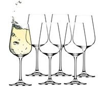 KADAX Set di 6 calici da vino bianco in cristallo da 360 ml, con stelo lungo, eleganti e semplici bicchieri per casa e feste