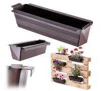 KADAX Set di 6 fioriere per pallet con sistema sospeso, 37 x 9 cm, marrone, per piantare e decorare come fioriera da balcone, fioriera per pallet europei, inserto per vaso di fiori e vaso in giardini