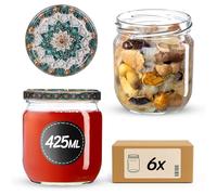 KADAX Set di 6 in vetro 425ml Ø82 verde/oro - tappo a vite Twist-Off ermetico, per conserve, sottaceti, fermentazione e omogeneizzati