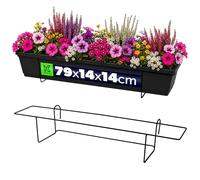 KADAX Set di 79 Porta del Vaso di Fiori, sospeso, per ringhiere, Balcone, terrazza, Fiore, all'Interno e all'Esterno, Staffa a Piante in Acciaio, Supporto per Fiore con Gancio, Nero (L, Dritto)