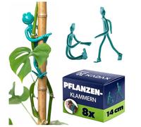 KADAX Set di 8 clip per piante a forma di rana, 6 x 14 cm, supporto decorativo per piante in plastica, mollette flessibili per piante da appartamento, supporti per piante