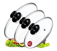 KADAX Set di coperchi per pentola, coperchio universale in vetro con manico, set di coperchi resistenti al calore in diverse dimensioni, coperchio in vetro per pentola, padella (20 + 24 + 28 cm