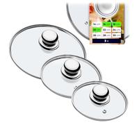 KADAX Set di coperchi universali in vetro con manico, resistenti al calore, diverse dimensioni, coperchio in vetro per pentola, padella (16 + 18 + 20 cm, manico in metallo)
