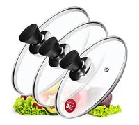 KADAX Set di coperchi universali in vetro con maniglia, set di coperchi resistenti al calore in diverse misure, coperchio in vetro per pentola, padella (20 + 24 + 28 cm, manico nero opaco) (K8380)
