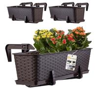 KADAX Pentola da balcone con base e maniglie, 60 cm, marrone, 3 pezzi