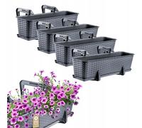 KADAX Set di fioriere per balcone, set di fioriere in plastica, 60...
