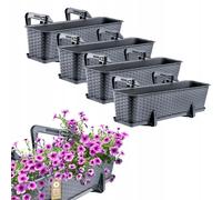 KADAX Set di fioriere per balcone, set di fioriere in plastica, 60...