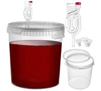 KADAX Set di secchi per fermentazione da 33L con gorgogliatore e tappo di gomma, contenitore per fermentazione in plastica con tappo e stoppino, grande secchio con accessori per fermentazione per la