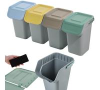 KADAX Set di sistemi di raccolta differenziata per rifiuti con coperchio ermetico, contenitore per rifiuti da 25 litri, pattumiera per cucina, cestino per rifiuti (grigio scuro, 4 x 25 L)